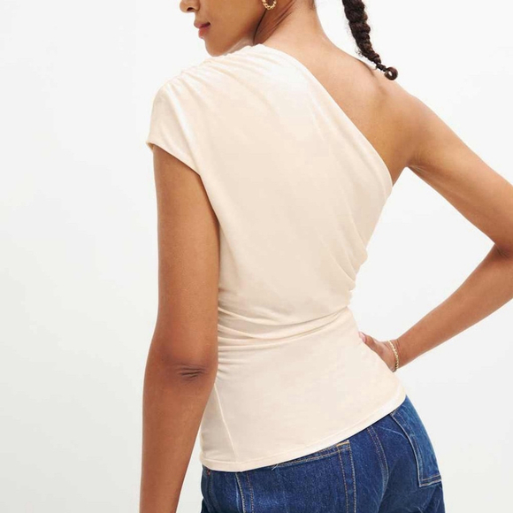 Reformation Francisco Asymmetrical Knit Top – Cream - Picture 4 of 7